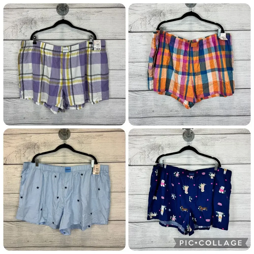 Joyspun Plus Size Set Of 4 Pull On Pajama Lounge Boxer Shorts Size 3X